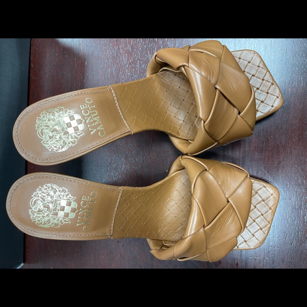 Vince Camuto Brelanie Woven-Strap Mule 6.5 Barn Brown